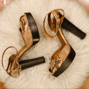 Ralph Lauren Collection Tan Python Heels